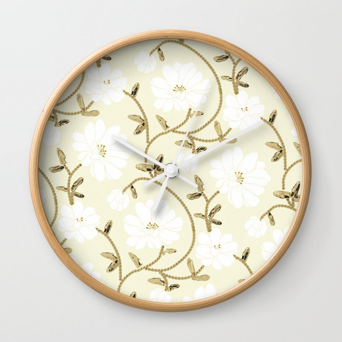 Flowers & Footwear White and Gold Wall Clock