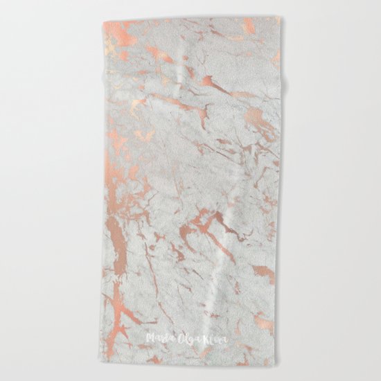Rose gold marble Beach Towel
