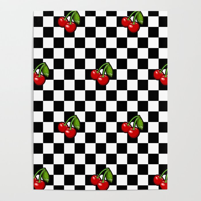 Checkered Cherries Poster