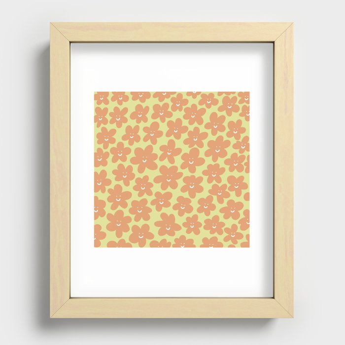 Happy Baby New Year Flowers - orange and lime Recessed Framed Print