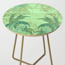 Polynesian Palm Trees And Hibiscus Shades Of Green Jungle Abstract Side Table