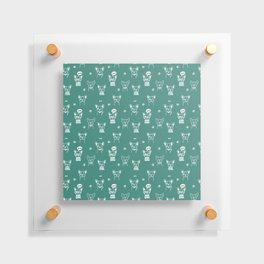 Green Blue and White Hand Drawn Dog Puppy Pattern Floating Acrylic Print