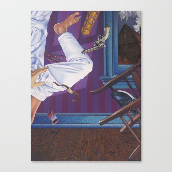 rope broke, used gun Canvas Print