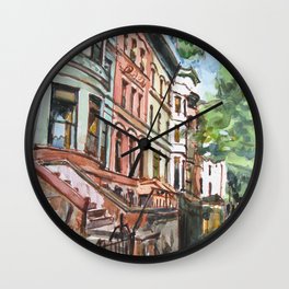 Brooklyn Brownstones Wall Clock