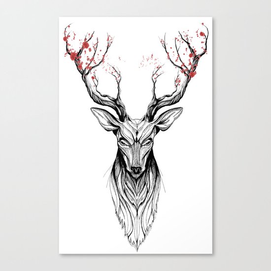 Deer tree (black stroke version for t-shirts) Canvas Print