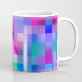 geometric symmetry art pixel square pattern abstract background in pink blue  Coffee Mug