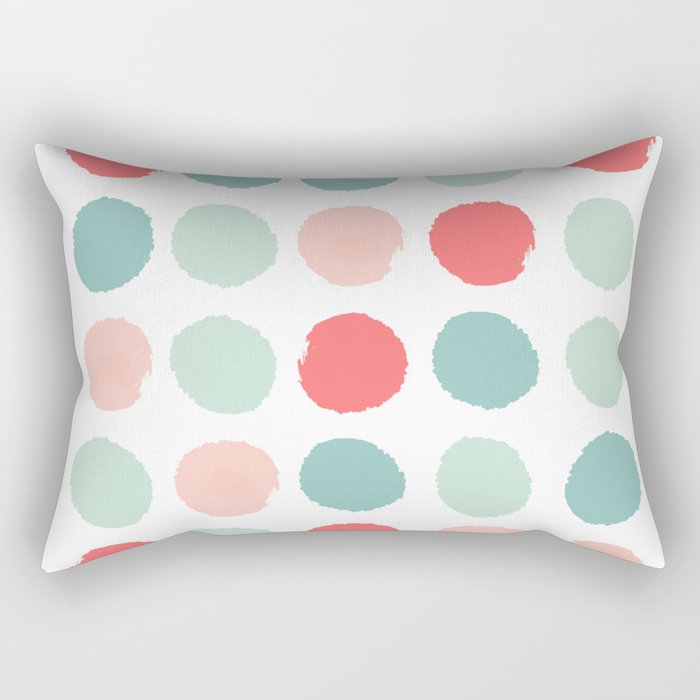 Dots painted coral minimal mint teal bright southern charleston decor colors Rectangular Pillow