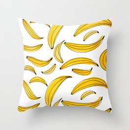 Watercolor bananas - yellow Throw Pillow