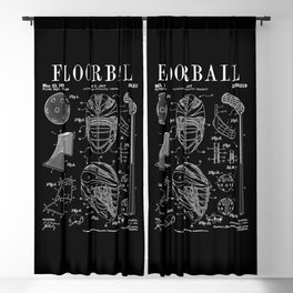 Floorball Player Stick Goalie Sport Vintage Patent Print Blackout Curtain