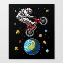 Space Astronaut Bike Jumping Canvas Print