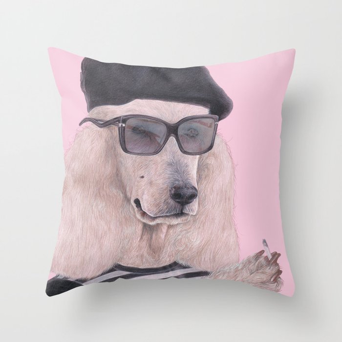 French Poodle Throw Pillow
