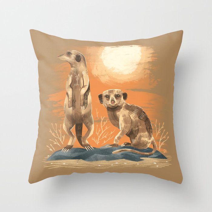 Mjh Menagerie Meerkat Throw Pillow By Michaeljhildebrand Society6