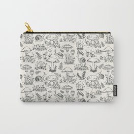 Black - Mushrooms & Snails Toile Carry-All Pouch