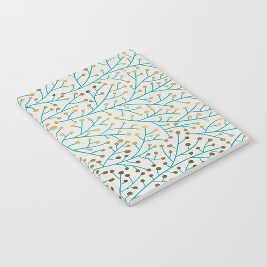 Berry Branches – Turquoise & Gold Notebook