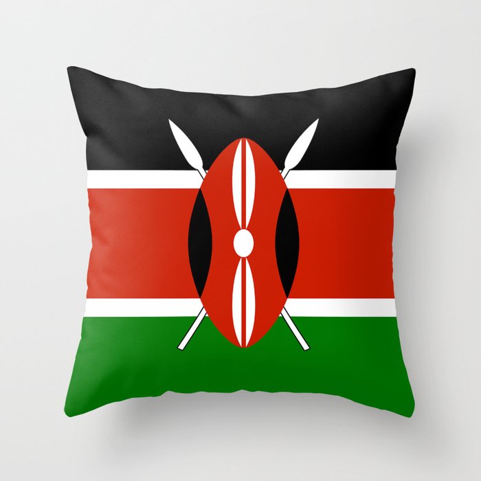  Kenyan Flag - Flag of Kenya Throw Pillow