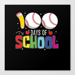 Days Of School 100th Day 100 Softball Baseball Canvas Print