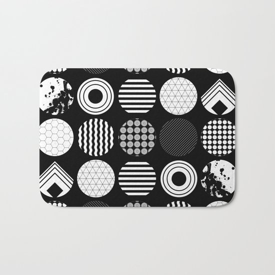 Ecelctic Geometric 2 - Black and white multi patterned design Bath Mat