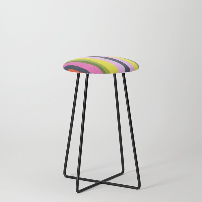 Cheerful Spring Stripes Retro Abstract Counter Stool