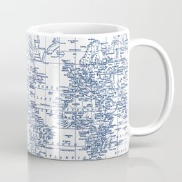 World Map Blue on White Coffee Mug