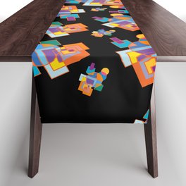 Pixel Art Butterflies Abstract Pattern by Emmanuel Signorino Table Runner