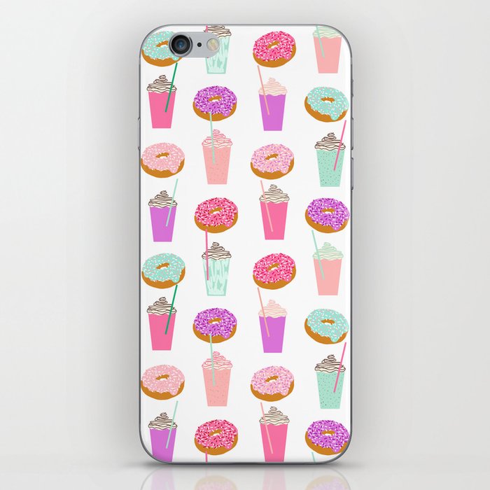 Coffee and Donuts pastel pink mint cute pattern gifts for valentines day love iPhone Skin