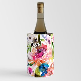 WATERCOLOUR PEONY AND ROSES Wine Chiller