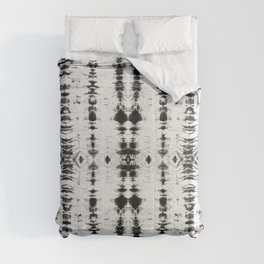 Shibori tiedye black & white vertical stripes Comforter