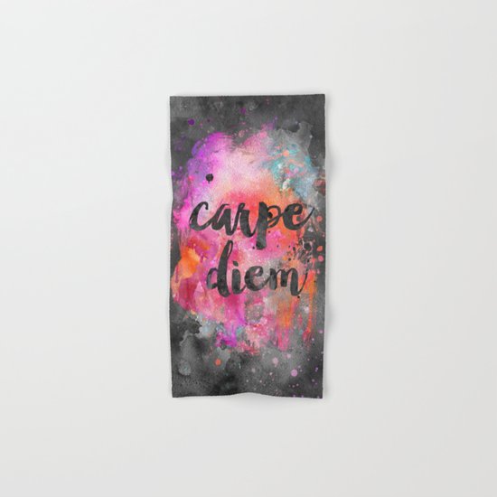 Carpe diem colorful watercolor handlettering Hand & Bath Towel