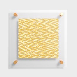 Rustic Herringbone in Yellow Floating Acrylic Print