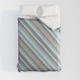 [ Thumbnail: Dark Grey, Powder Blue & Grey Colored Lined Pattern Comforter ]