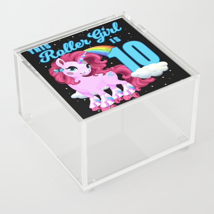This Roller Girl is 10 Roller Skating Unicorn Birthday Acrylic Box