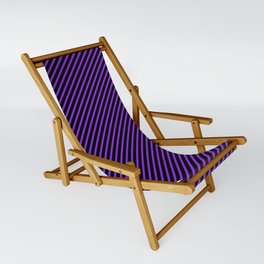 [ Thumbnail: Purple & Black Colored Striped/Lined Pattern Sling Chair ]