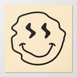 Wonky Smiley Face - Black and Cream Canvas Print | Ink, Wonky, Black And White, Digital, Stencil, Pop Art, Blackandcream, Curated, Illustration, Smileyface 