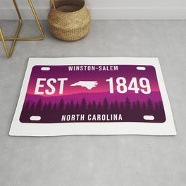 Winston-Salem North Carolina Mountain Retro License Plate  Rug