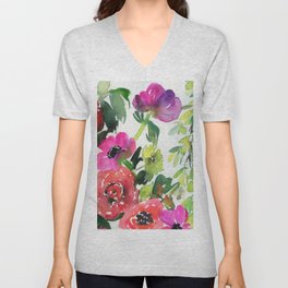 the pink flowers N.o 8 V Neck T Shirt