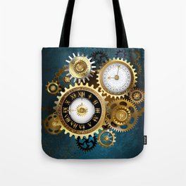 Two Steampunk Clocks with Gears Tote Bag