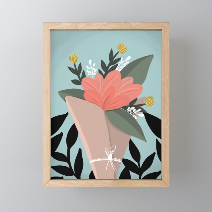 Flower Truck Bouquet Framed Mini Art Print