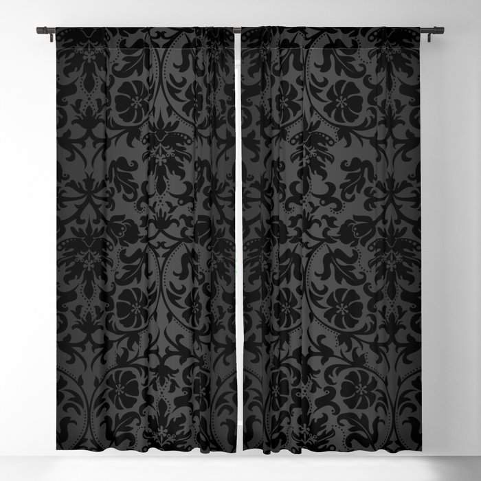 Black Damask Pattern Design Blackout Curtain