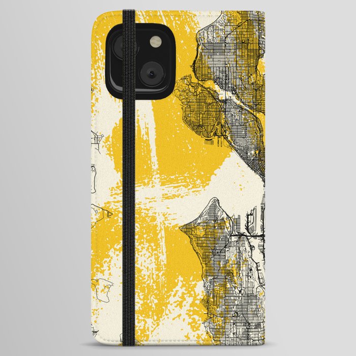 Seattle USA Map Poster - City Map Illustration - Aesthetic iPhone Wallet Case