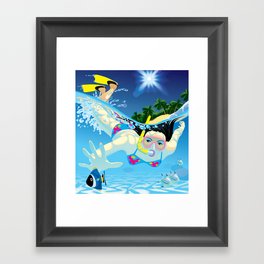 Diving girl Framed Art Print