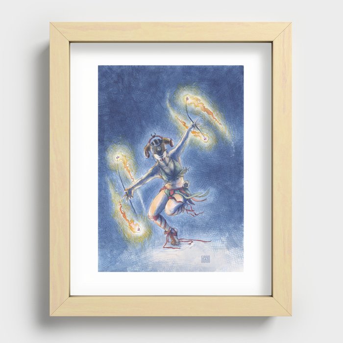 Witchy juggling with fire Recessed Framed Print