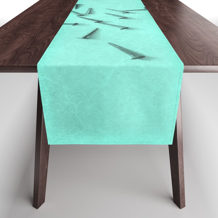 mint green blanks nails distressed painted wall rustic decor + Official Saburkitty Designs society6 Table Runner