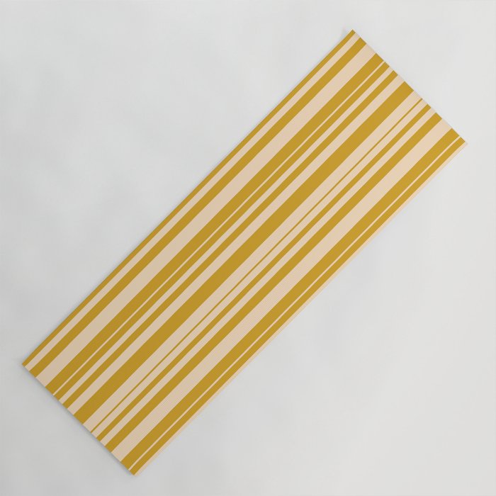 Goldenrod and Bisque Colored Striped/Lined Pattern Yoga Mat
