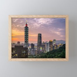 Sunset over Taipei Framed Mini Art Print