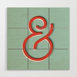 Ampersand red white and green and symbol typography design minimalist home decor wall decor Wood Wall Art