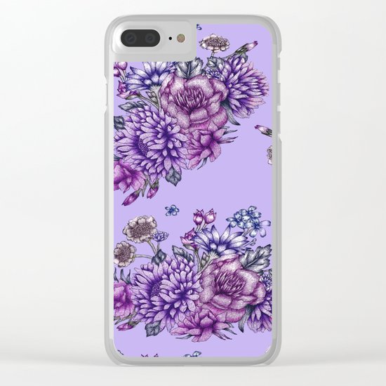 Vintage Purple Florals Clear iPhone Case