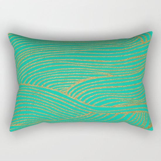 Wind Gold Turquoise Rectangular Pillow