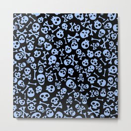 Skulls and Bones Halloween Pattern Metal Print