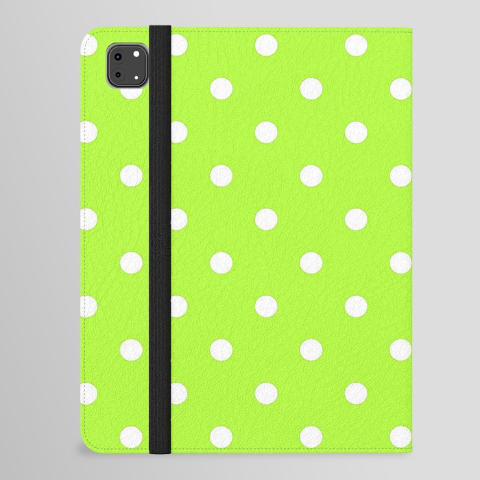 Lime Green & White Polka Dots iPad Folio Case