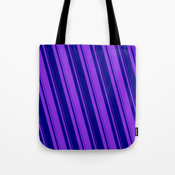 Blue & Purple Colored Pattern of Stripes Tote Bag